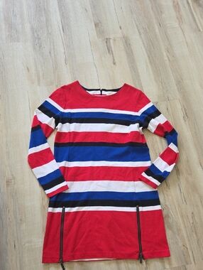 MICHAEL Michael Kors Red, Blue, White Striped Long Sleeve Dress